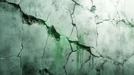 Obraz premium Green Mold on a Cracked Gray Wall Texture