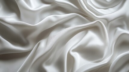 Fototapeta premium Luxurious White Silk Fabric Draped Background Soft Texture