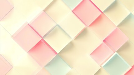 Pastel Pink Blue Cream Cubes Abstract Geometric Background