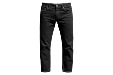 Black men's jeans trouser isolated on transparent background
