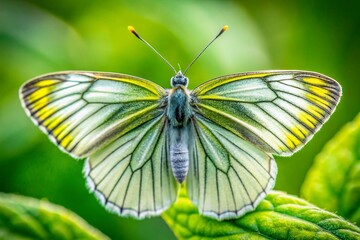 Fototapeta premium Green-Veined White Butterfly Macro Photography - Long Exposure Wing Detail