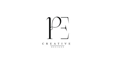 Alphabet letters Initials Monogram logo PE EP P E