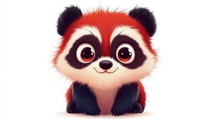 Fototapeta premium A smiling cartoon creature with cute big eyes and fluffy fur