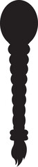 Hair Braided Silhouette icon . There's a bun, a braid a loose wavy hairstyle. long female fashion plait. Vector of human hair in natural black color ribbon isolated on transparent background