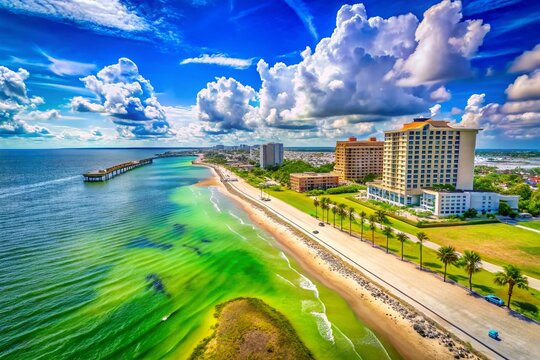 Gulfport Beach, Mississippi: Stunning Biloxi Bay View - 4K Green Screen Ready Stock Footage