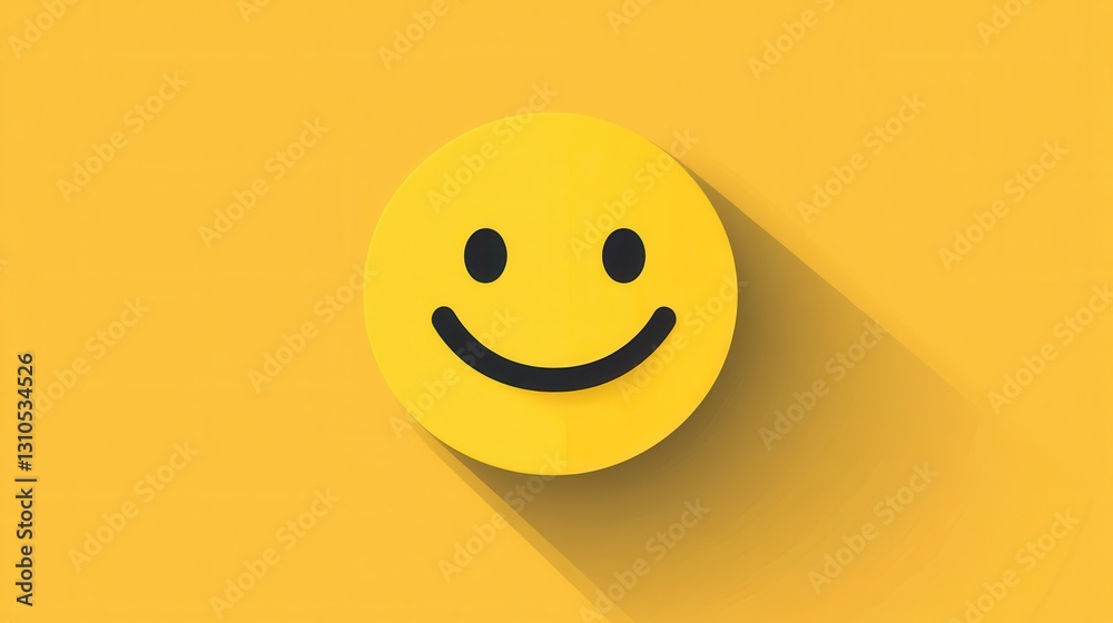 Fototapete bright yellow minimalist icon features a smiling face designed with a simple flat style that evokes 