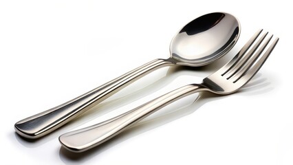 Silverware Set on White Background