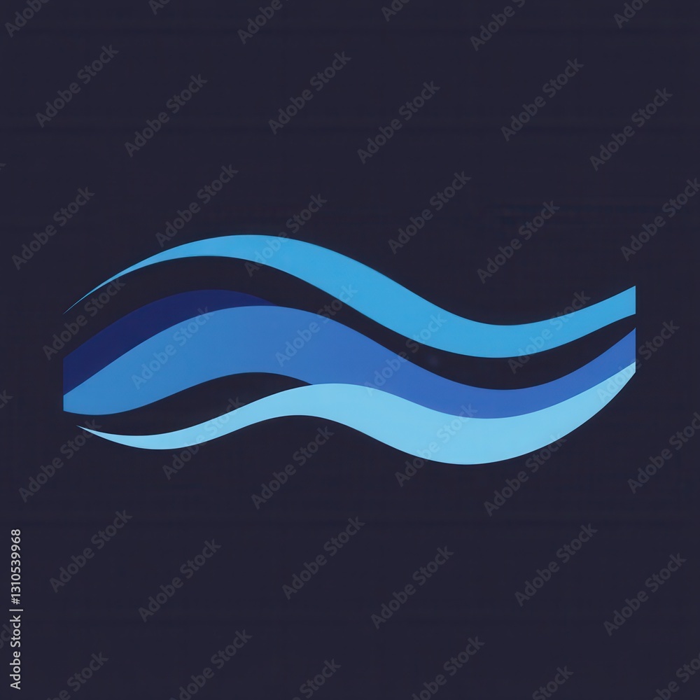 Poster minimalist blue wavy line illustration symbolizing calmness in an abstract artistic style