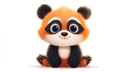 A cute cartoon animal with orange and black fur sitting down