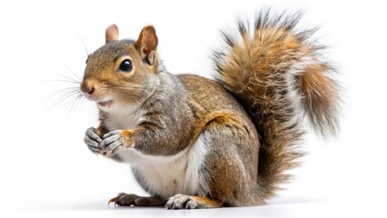 Obraz premium Grey Squirrel on White Background