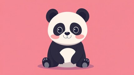 Obraz premium A cute and cuddly panda sits upright looking adorable and friendly