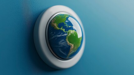 Fototapeta premium Earth Globe on Thermostat with Blue Background and Modern Design
