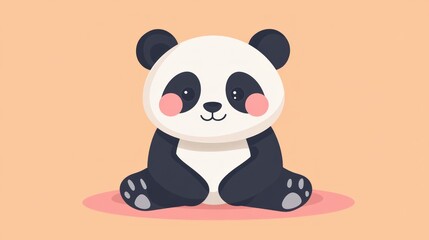 Naklejka premium A cute panda illustration depicted sitting with a light colored background
