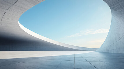 A white building with curved walls on the sea, a 3D rendering of an architectural design style