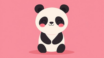 Obraz premium A cute cartoon panda bear sitting with a smiling expression