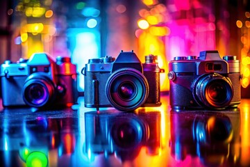 Silhouette Photography: Vintage Film Cameras vs. Modern DSLR - Darkroom Aesthetic