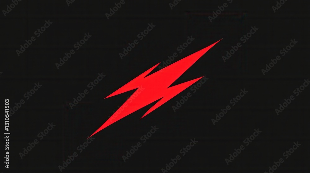 Poster Bold red lightning bolt icon on solid black background showcases minimalist design with striking contrast for modern visuals