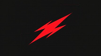 Bold red lightning bolt icon on solid black background showcases minimalist design with striking contrast for modern visuals