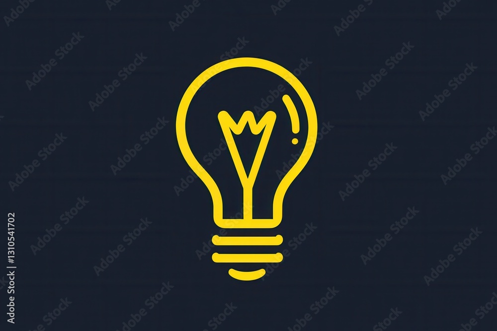 Poster minimalist glowing light bulb icon with bright yellow highlights designed in clean style for modern 