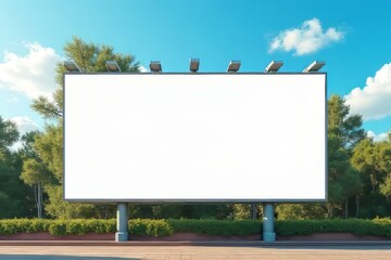 Fototapeta premium Blank Billboard in Park Setting - Outdoor Advertising Mockup