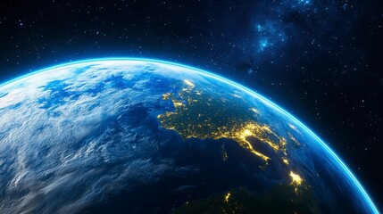 Stunning View of Earth from Space at Night with City Lights