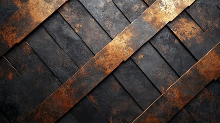 Diagonal metal strips overlaid on dark rectangular textured surface