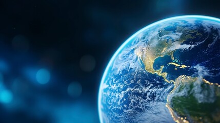 Fototapeta premium Stunning View of Earth from Space with Glowing City Lights