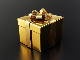 3D gold gift box isolated on a black background