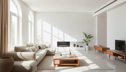 Modern Bright Living Room with Minimalist Design and Natural Light