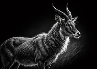 Fototapeta premium Hyperrealistic Animal Silhouette Sketch - Majestic Wildlife in Shadow