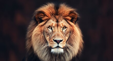 Obraz premium Majestic lion with luxurious mane posing in natural habitat