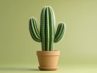 Fototapeta premium Simple 3D cactus plant isolated on a solid background