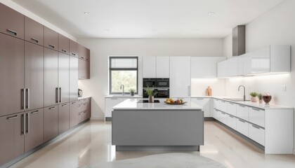 Modern Kitchen Design with Sleek Cabinets and Island Layout