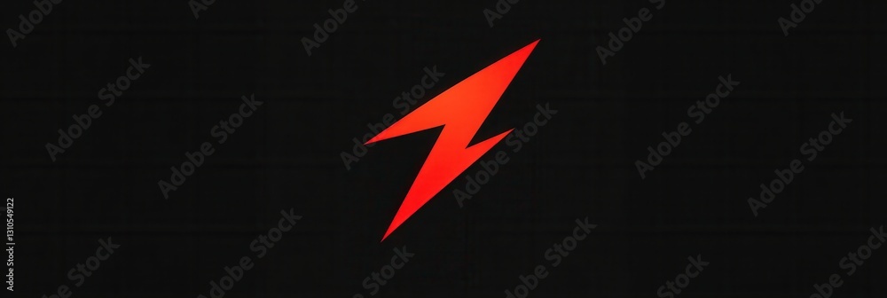 Poster Minimalist red lightning bolt icon displayed on a deep black background creating a striking visual contrast for modern design themes