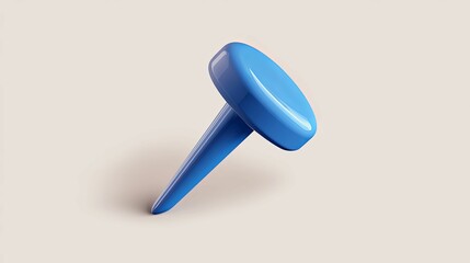 A Single Blue Pushpin Isolated on White Background
