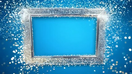 sparkling rectangular frame made shimmering glitter set vibrant blue background ideal celebratory projects eye catching visual designs