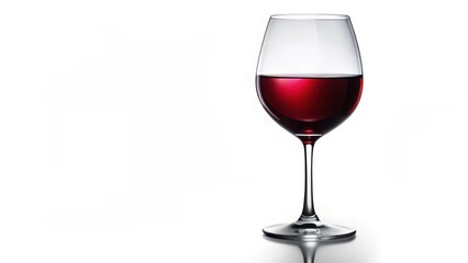 Red Wine in Glass, White Background