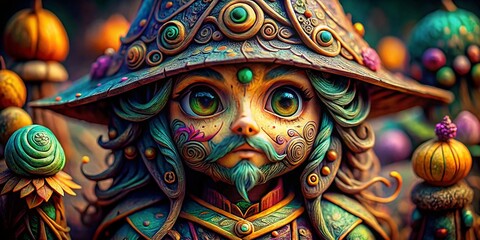 Fototapeta premium Intricate Witchy Doodle Toy Texture: High-Detail Macro Photography