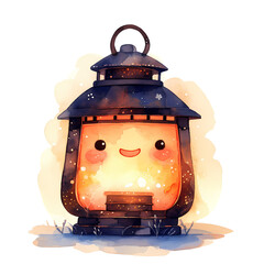 Adorable lantern illustration with a warm, whimsical glow, perfect for wintery designs.
