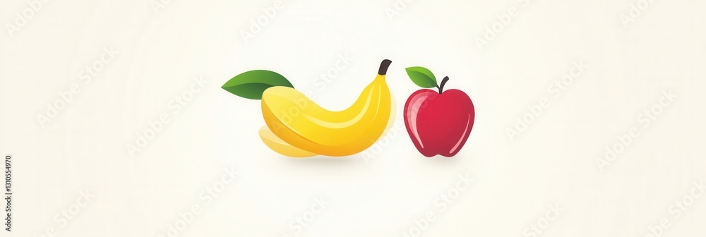 Aufkleber minimalist fruit logo featuring abstract representations of an apple, pear, and banana on a clean wh