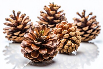 Fototapeta premium Isolated Pine Cones on White Background: Perfect for Crafts, Nature Designs & Holiday Projects