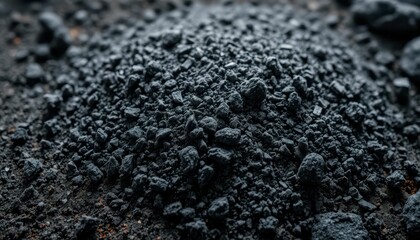 Close-Up of Fine Black Granules on Dark Surface for Textures