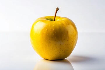 Juicy Golden Yellow Apple Isolated on White Background - Perfect for Food Photography