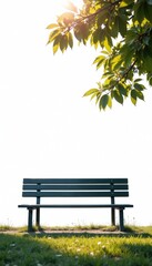 Fototapeta premium Empty metallic park bench, stark white backdrop, empty bench, steel bench