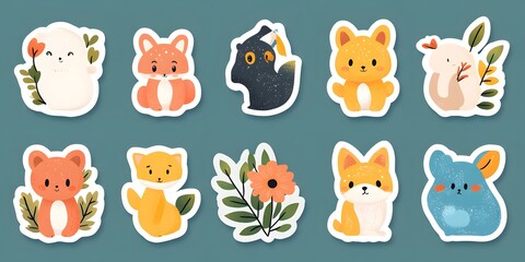 Adorable Animal Stickers: Cute Fox, Bunny, and More!
