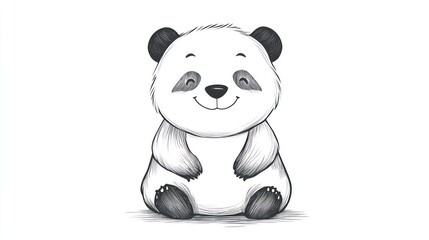 Obraz premium A Cute Hand Drawn Panda Bear Smiling While Sitting Nicely