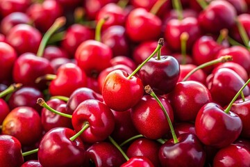 Juicy Tart Cherries Ready to Eat: Fresh Summer Fruit Stock Photo