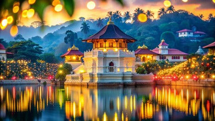 Kandy Temple of the Tooth Sri Lanka Bokeh Night Photography