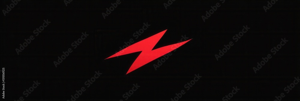 Leinwandbilder bold red lightning bolt icon featured prominently against a black background, creating a striking vi