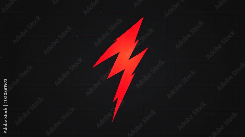 Poster eye catching red lightning bolt icon on a bold black background highlighting minimalist design and s